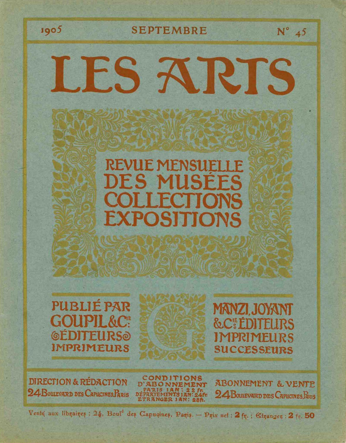 Couverture de la revue « Les Arts » - Collection Achille JUBINAL
