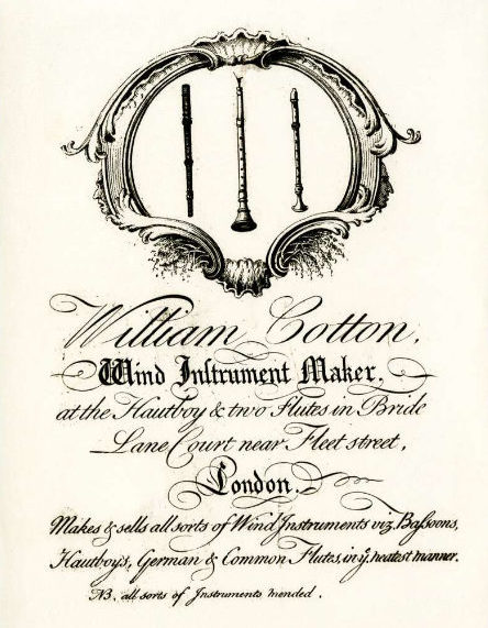 Carte de marchand de William Cotton