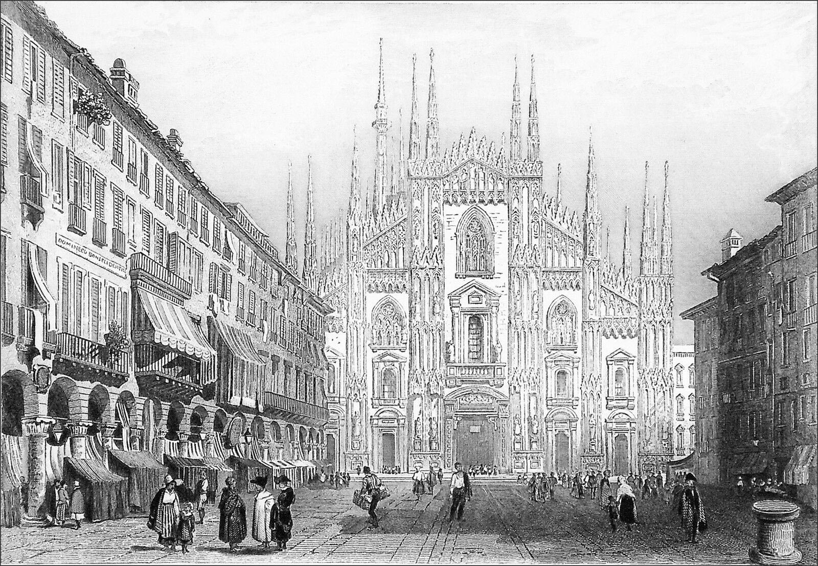 Milan, gravure du XIXème siècle