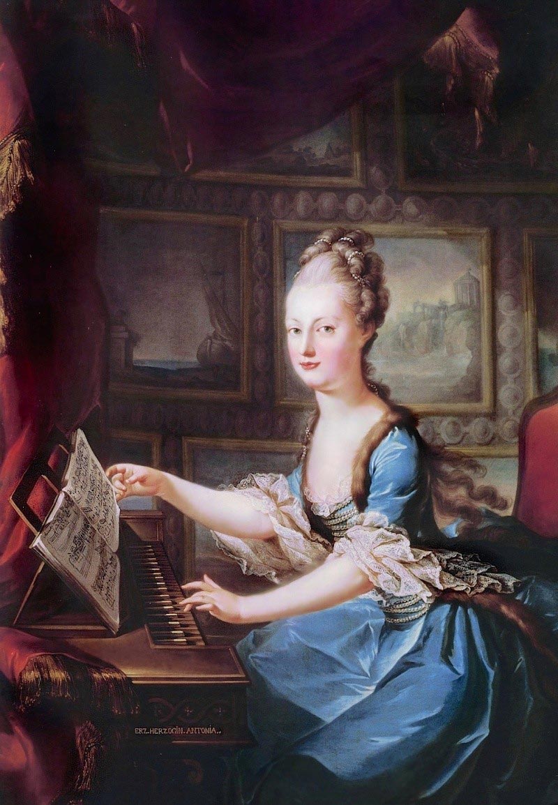 Portrait de Marie-Antoinette au clavecin, par Franz Xaver Wagenschön, vers 1769-70