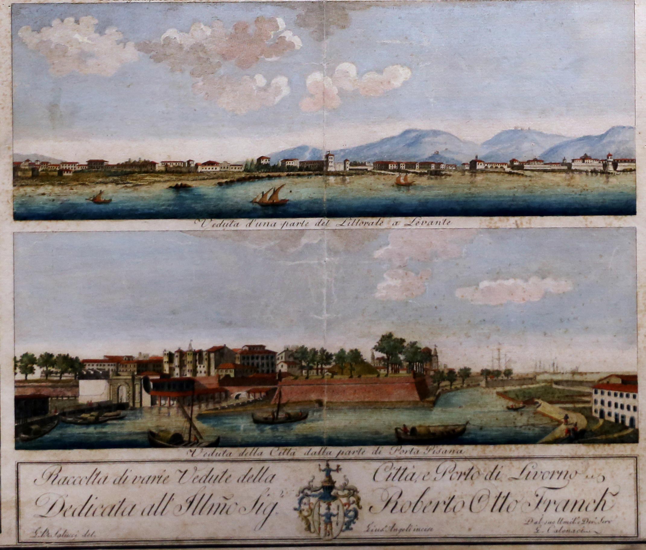 Giovan Battista Salucci, Giuseppe Angeli, Vedute de Livourne, XVIIIème siècle, Musée de Livourne (détail)