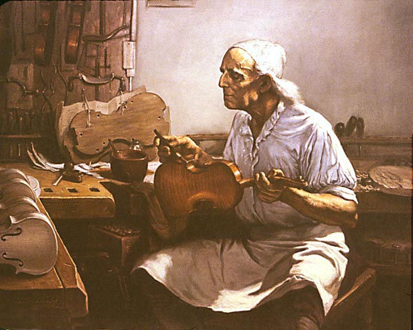 Antonio Stradivari (1644-1737) dans son atelier. Photo DR