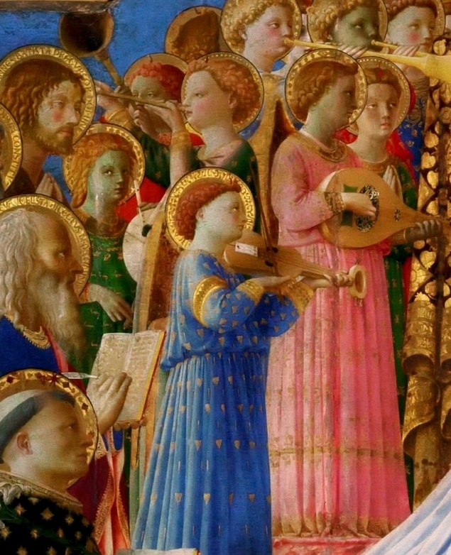 Fra Angelico, Le Couronnement de la Vierge, Louvre - Viole à quatre cordes dont une en bourdon, vers 1430