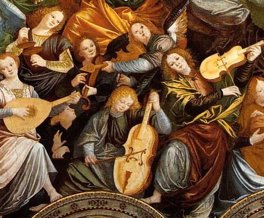 Gaudenzio Ferrari, anges jouant différents modèles de viola da braccio, vers 1530, cathédrale de Saronno