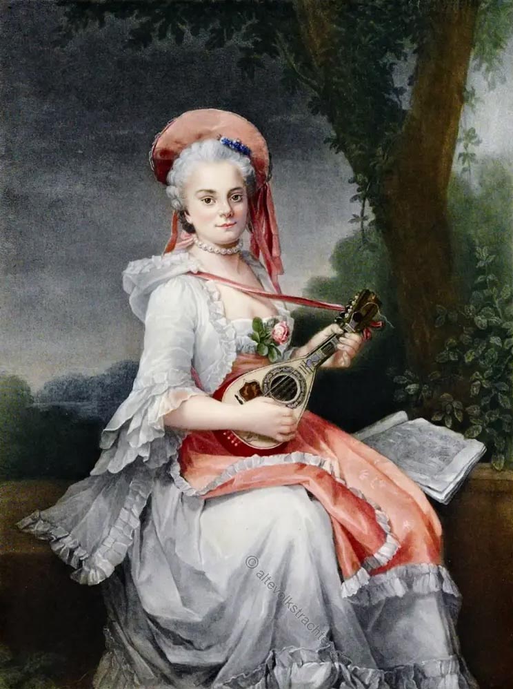 Francois-Hubert Drouais, Femme jouant de la mandoline, XVIIIeme siècle, collection privée
