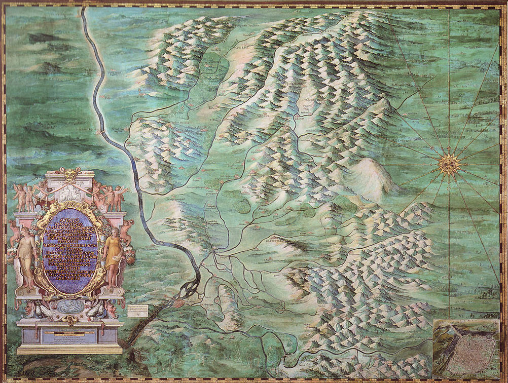 Carpentras et ses remparts, Carte du Comtat Venaissin par le Père Bonfa 'détail), gravée par Louis David, XVIIe, Inguimbertine