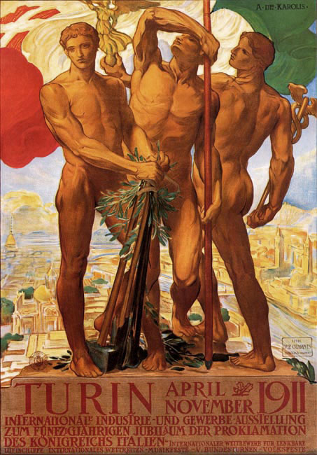 Turin 1911 Affiche de l'Expo par Adolfo de Carolis