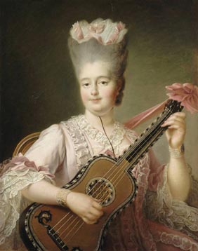 François Hubert Drouais, Madame Clotilde jouant de la guitare, Château de Versailles, 1775