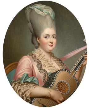 Joseph Ducreux, Madame Clotilde jouant de la guitare, collection particulière