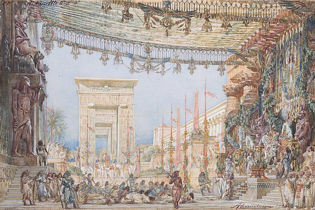 Angelo Parravicini, Scénographie pour l'Opéra Aida de Giuseppe Verdi, 1923
