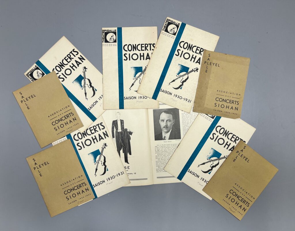 Programmes des concerts Siohan dans les années 30.