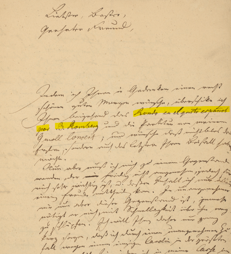 Lettre d'Alexandre Uber à Friedl, musicien de la cour de Prusse - 1808 - Universitâtsbibliothek Leipzig- Burt-Taut Sammlung.
