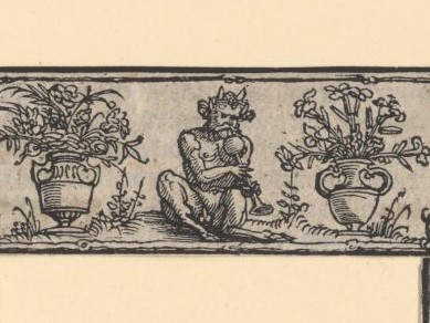 Albrecht Dürer, "Titelbordure mit laute spielendem engel" - bois gravé - 1526 - Germanisches Museum de Nüremberg.