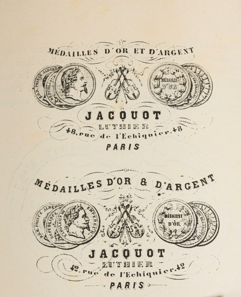 Albert JACQUOT, "La lutherie lorraine et française", édition de 1912. Fond d'atelier de Gustave VILLAUME. Livre mis en vente par Vichy Enchères le 1er décembre 2025. © Vichy Enchères/C. Darbelet