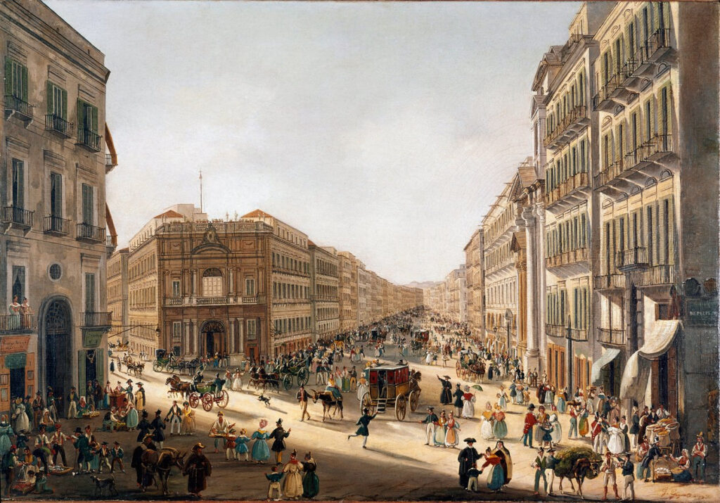 Giacinto Gigante - vue de la rue de Tolède à Naples, vers 1830. Museo nazionale di San Martino à Naples.