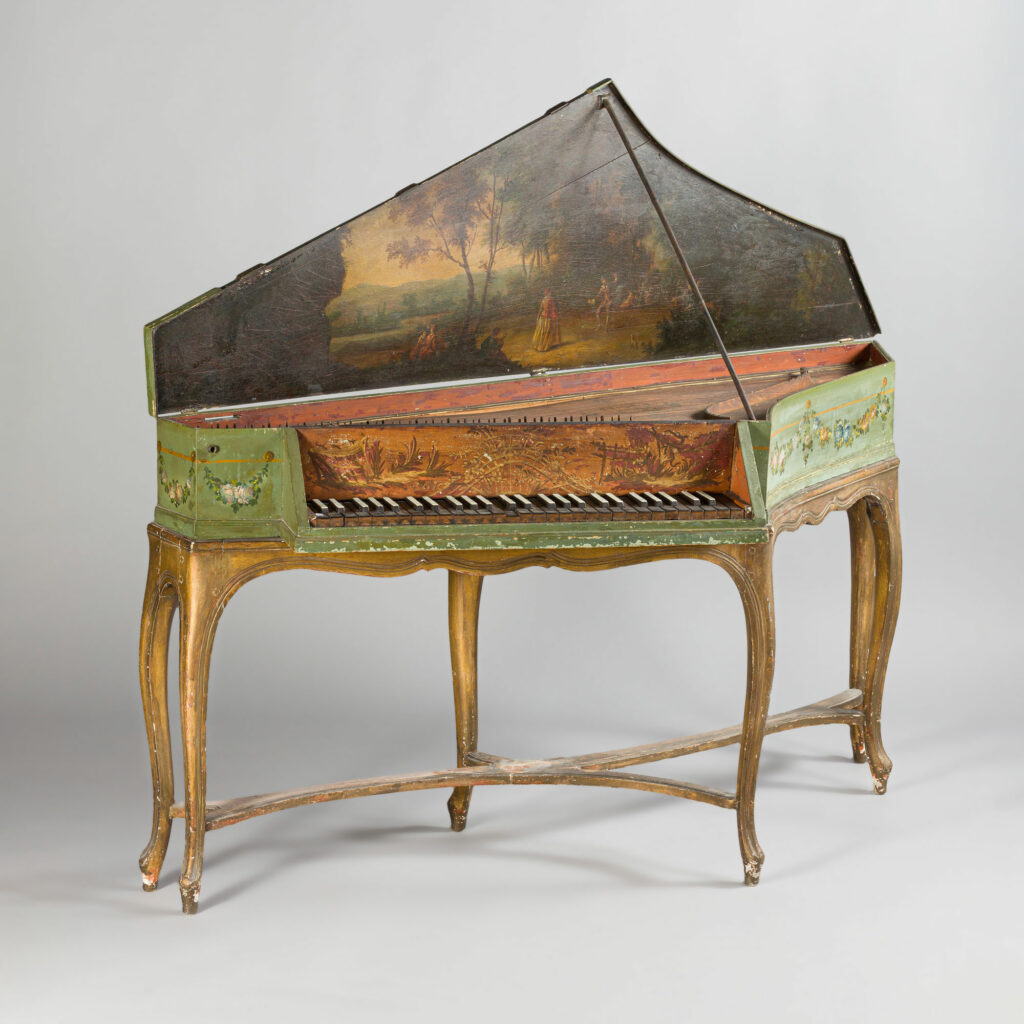 Épinette en aile d’oiseau d'Armand-Joseph LION, 1786 Instrument mis en vente par Vichy Enchères le 2 mai 2026 © Vichy Enchères/ Photo C. Darbelet