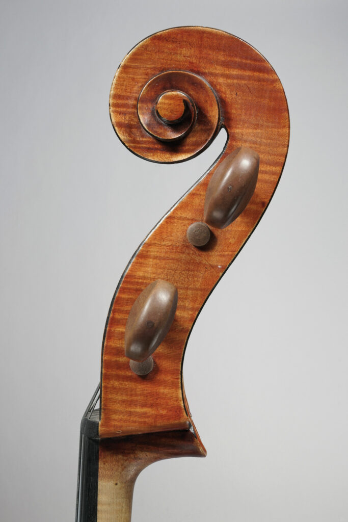 Intéressant et rare violoncelle de Francesco GUADAGNINI Fait à Turin en 1888 Instrument mis en vente par Vichy Enchères le 4 juin 2026 © Vichy Enchères/ Photo C. Darbelet