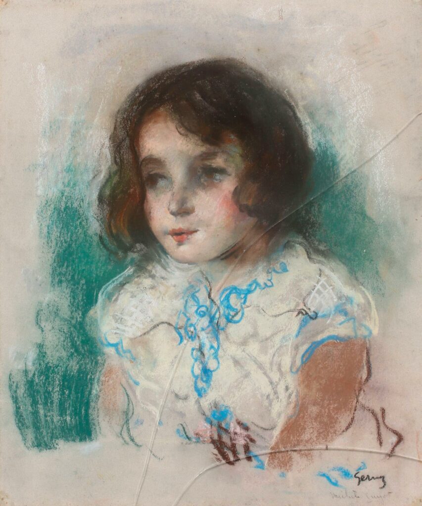 Paul Élie GERNEZ (1888-1948). Portrait de Michèle Guyot enfant Pastel