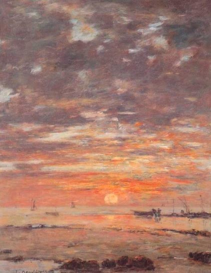 Eugène Boudin, Marée basse, soleil couchant, huile sur toile, Robert Schmit, vol2, no1722