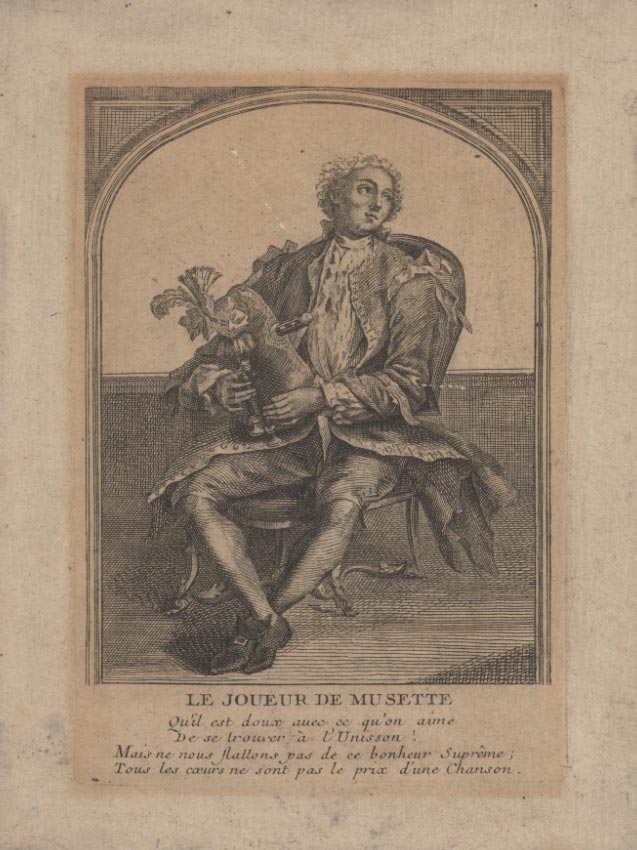 Le joueur de musette, gravure, XVIIIe siècle, Metropolitan Museum of New York