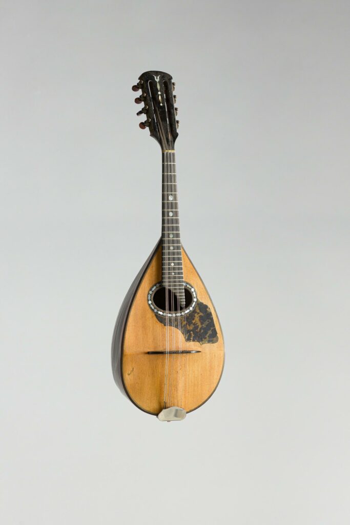 Mandoline romaine à vingt six côtes de Luigi EMBERGHER, faite à Rome Model Orchestra 2, de 1913. Instrument mis en vente par Vichy Enchères le 7 novembre 2026 © Vichy Enchères/ Photo C. Darbelet