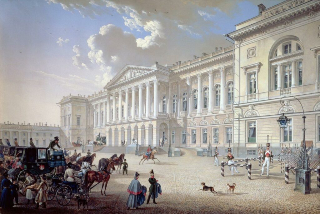 Karl Pavlovitch Beggrov, Le palais Mikhaïlovski à Saint-Pétersbourg, 1832. © MeisterDrucke.