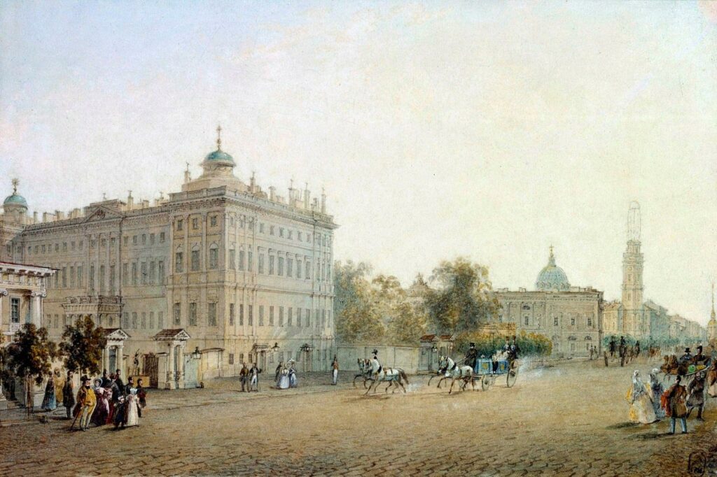 Vassili Semionovitch Sadovnikov, Vue de la perspective Nevski à Saint-Pétersbourg en 1830, XIXème siècle., MeisterDrucke