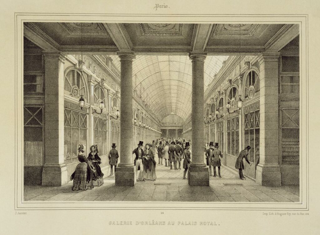 Jean Jacottet, Galerie d’Orléans au Palais-Royal, lithographie, gravée par Auguste Bry, Paris et ses environs, v.1850-60, collection privée
