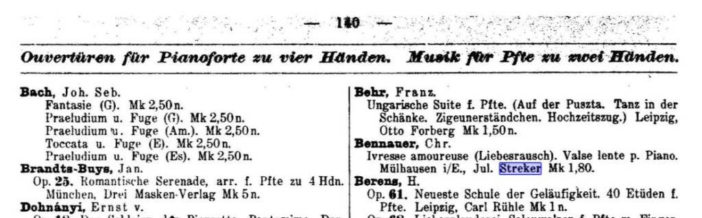Friedrich Hofmeister, Musikalisch literarischer Monatsbericht, 1911