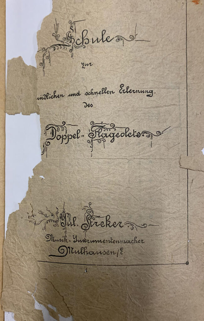 Méthode de double flageolet de Julius Streker. Document mis en vente par Vichy Enchères le 7 novembre 2026. © Vichy Enchères